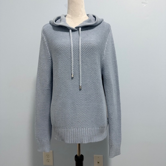 Nikole‎ Miller New York Women’s Knit Light Blue Sweater With Hood Size L - Picture 1 of 7